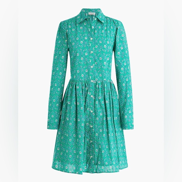 J. Crew Factory Dresses & Skirts - J. Crew Factory Green Floral Mini Shirt Dress
